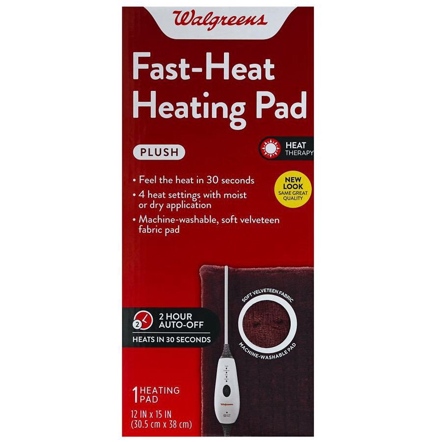 slide 1 of 2, Walgreens Fast Heat Heating Pad Plush Standard, 1 ct