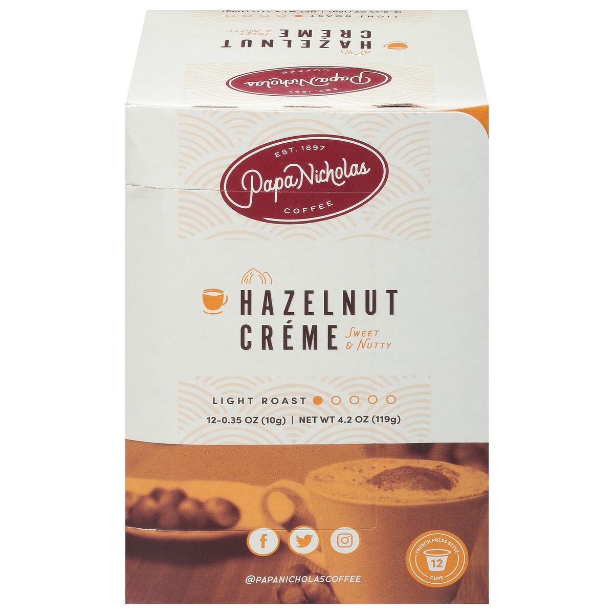 slide 1 of 1, PapaNicholas Coffee Sweet & Nutty Light Roast Hazelnut Creme Coffee - 12 ct, 12 ct