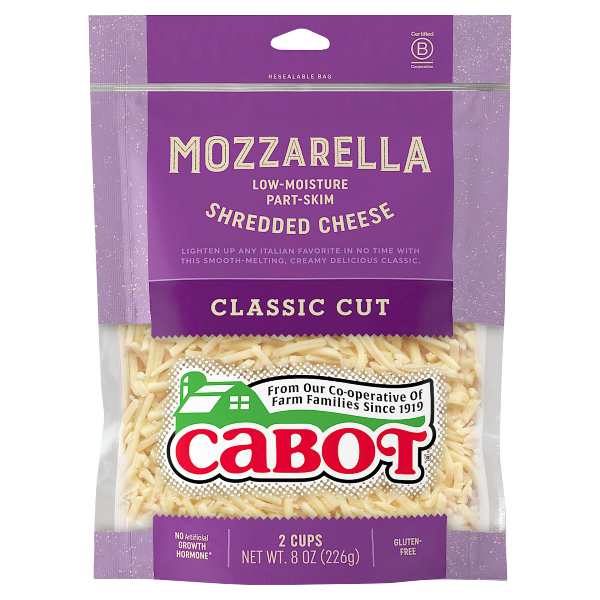 slide 1 of 3, Cabot Mozzarella Part-Skim Shredded Cheese, 8 oz