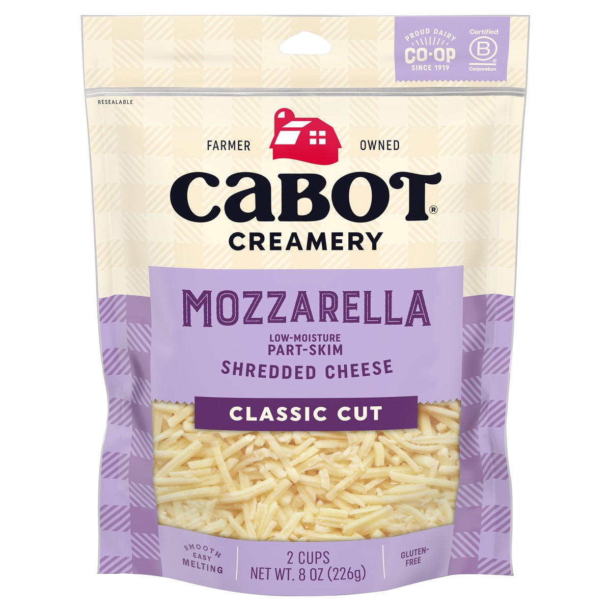 slide 1 of 6, Cabot Mozzarella Part-Skim Shredded Cheese, 8 oz