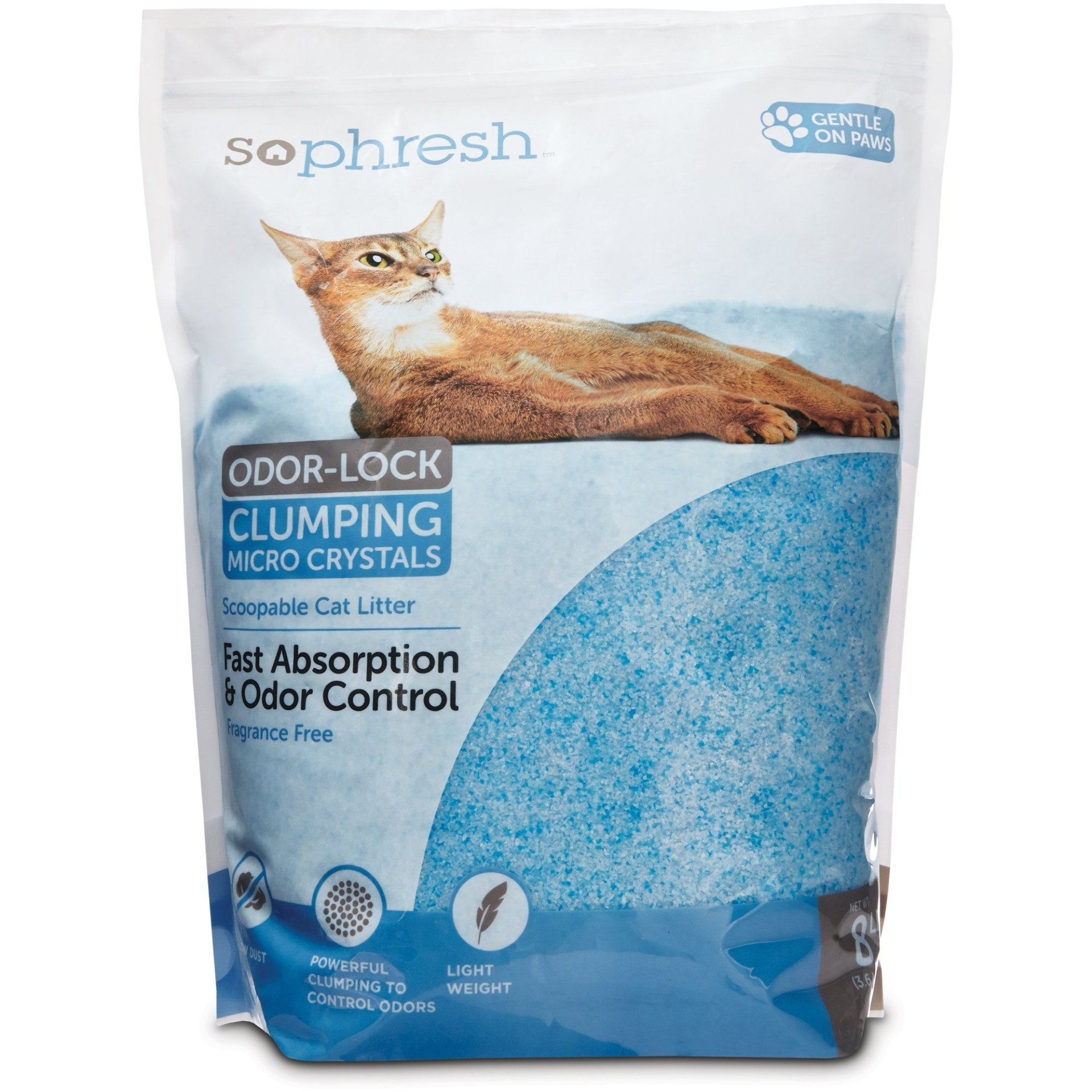 slide 1 of 1, So Phresh Scoopable Odor-Lock Clumping Micro Crystal Cat Litter in Blue Silica, 8 lb