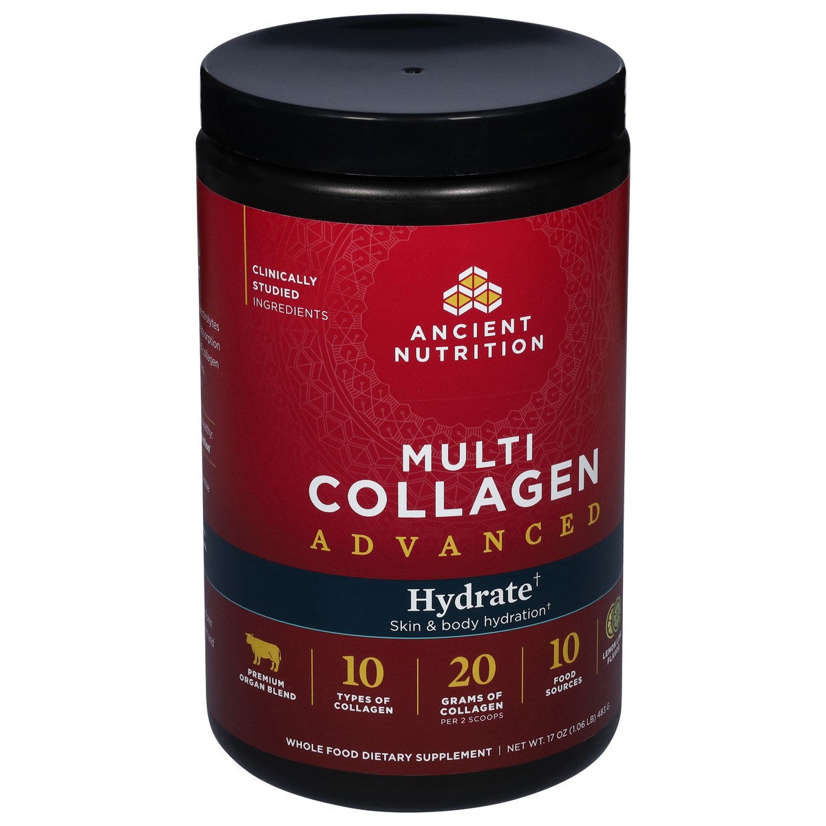 slide 8 of 13, Ancient Nutrition Advanced Hydrate Lemon Lime Flavor Multi Collagen 17 oz, 17 oz