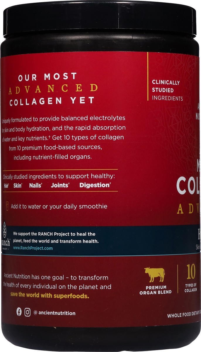 slide 12 of 13, Ancient Nutrition Advanced Hydrate Lemon Lime Flavor Multi Collagen 17 oz, 17 oz