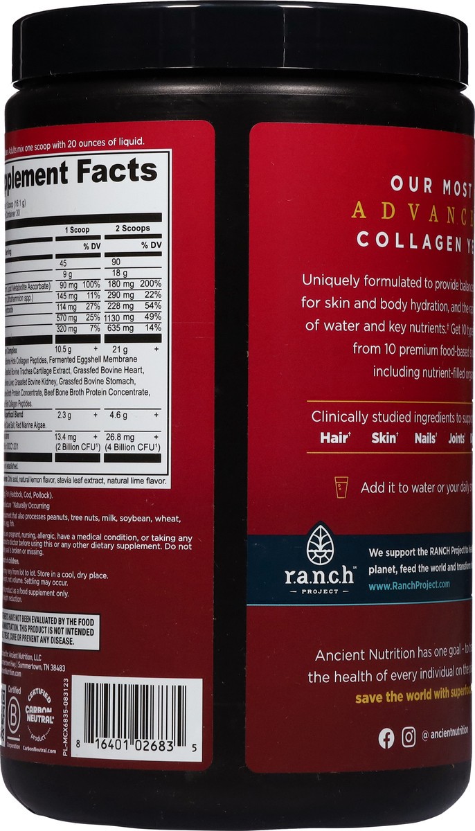 slide 7 of 13, Ancient Nutrition Advanced Hydrate Lemon Lime Flavor Multi Collagen 17 oz, 17 oz