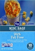 slide 1 of 1, Kroger Microwave Popcorn Mini Bags - 94% Fat Free, 10 ct; 1.2 oz