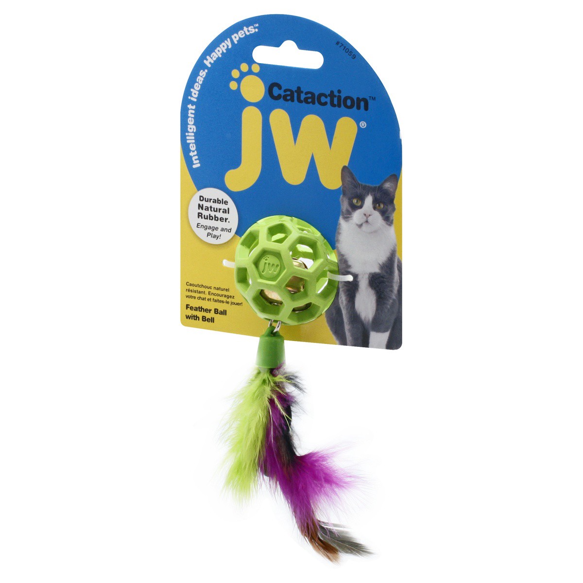 slide 3 of 9, JW Pet Cataction Feather Ball with Bell 1 ea, 1.0 ct