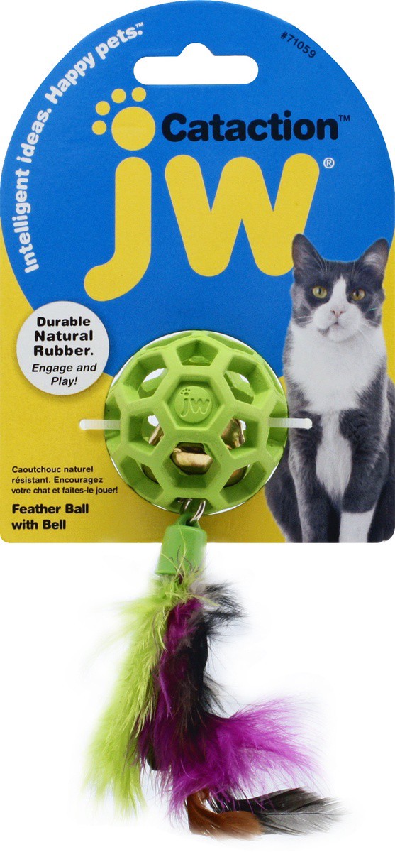 slide 6 of 9, JW Pet Cataction Feather Ball with Bell 1 ea, 1.0 ct