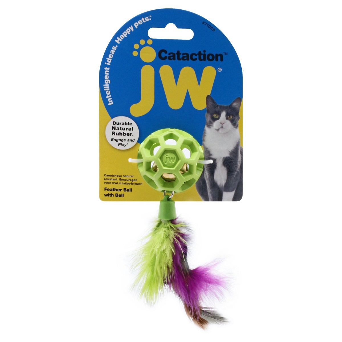 slide 1 of 9, JW Pet Cataction Feather Ball with Bell 1 ea, 1.0 ct