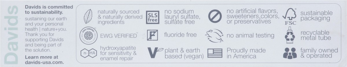 slide 7 of 10, David's Premium Sensitive + Whitening Natural Peppermint Natural Peppermint Toothpaste 5.25 oz, 5.25 oz