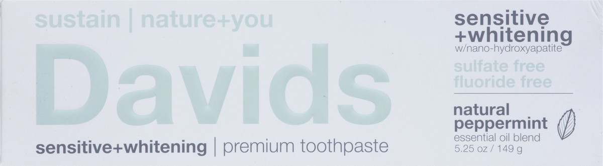 slide 4 of 10, David's Premium Sensitive + Whitening Natural Peppermint Natural Peppermint Toothpaste 5.25 oz, 5.25 oz