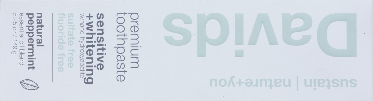 slide 10 of 10, David's Premium Sensitive + Whitening Natural Peppermint Natural Peppermint Toothpaste 5.25 oz, 5.25 oz