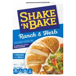 Shake ''N Bake Ranch & Herb Seasoned Coating Mix, 4.75 oz Box, 2 ct Packets