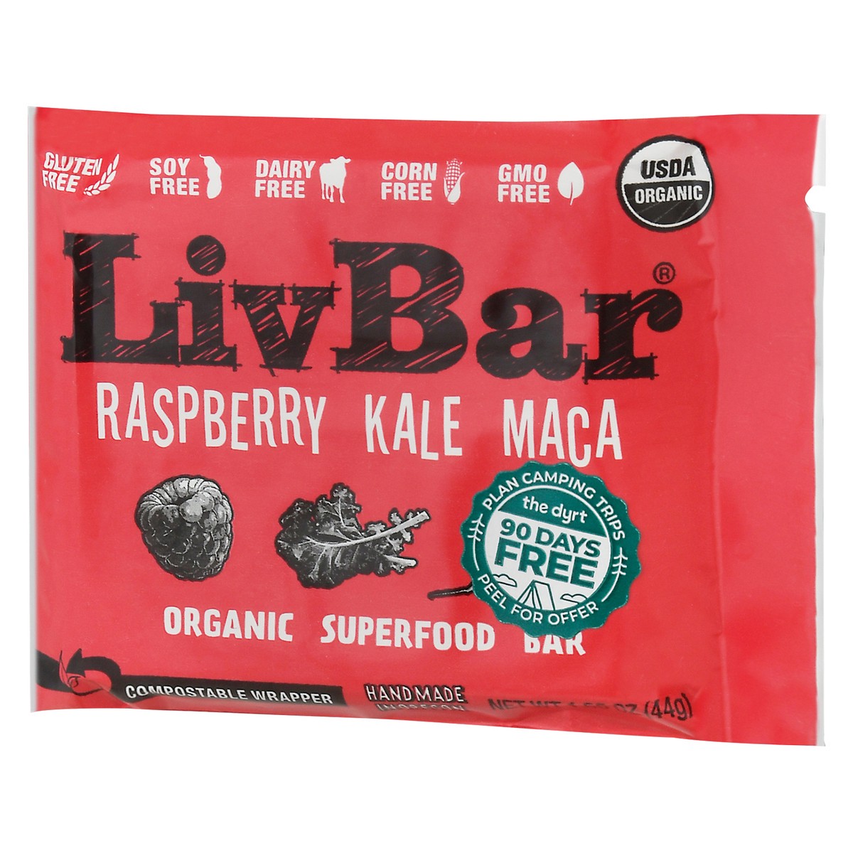 slide 12 of 12, LivBar Organic Raspberry Kale Maca Superfood Bar 1.55 oz, 1 ct