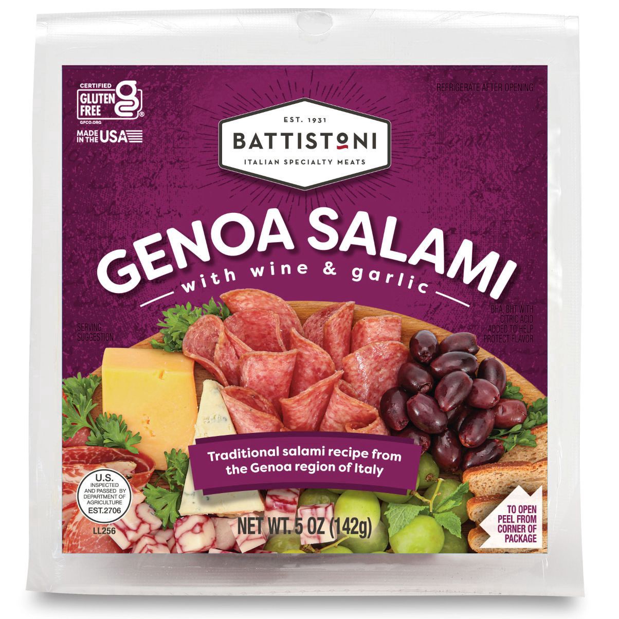 slide 1 of 1, Battistoni Sliced Genoa Salami, 5 oz