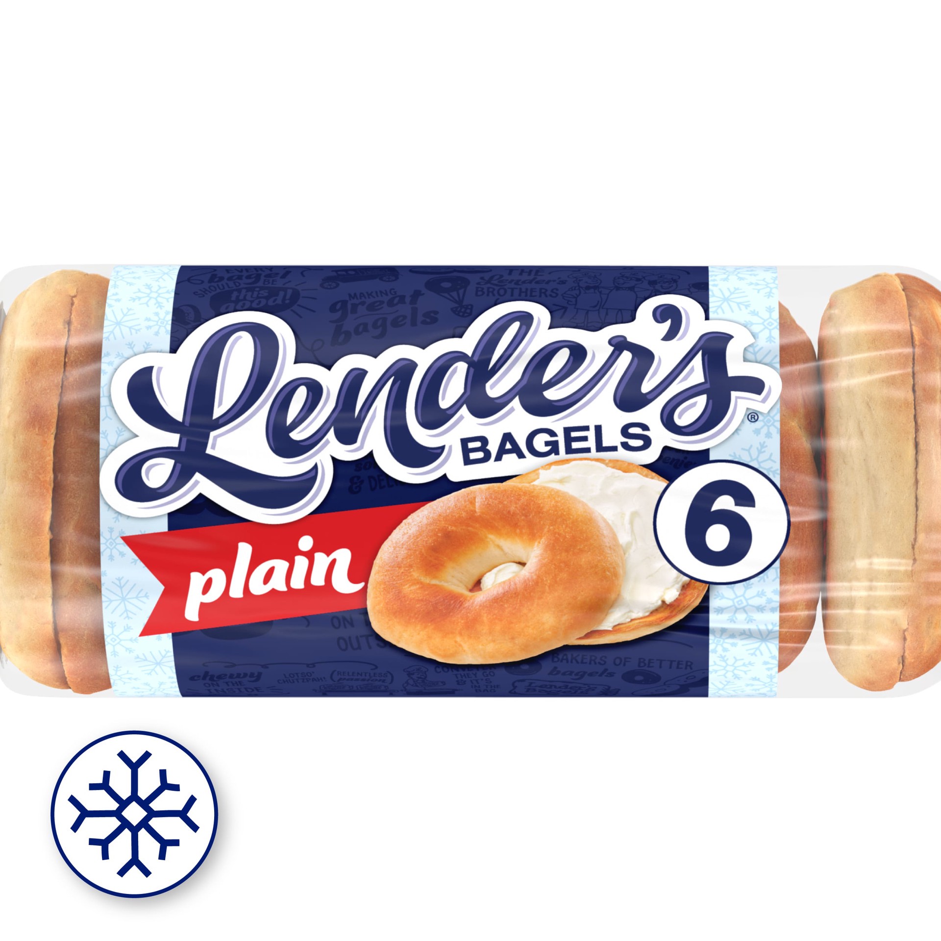 slide 1 of 3, Lender's Original Plain Bagels, 6 count, Pre-sliced Frozen Bagels, 12 oz Bag, 6 ct