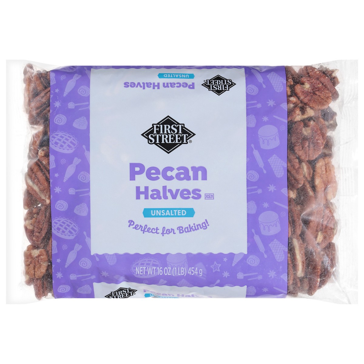 slide 1 of 13, First Street Pecan Halves, 1 lb