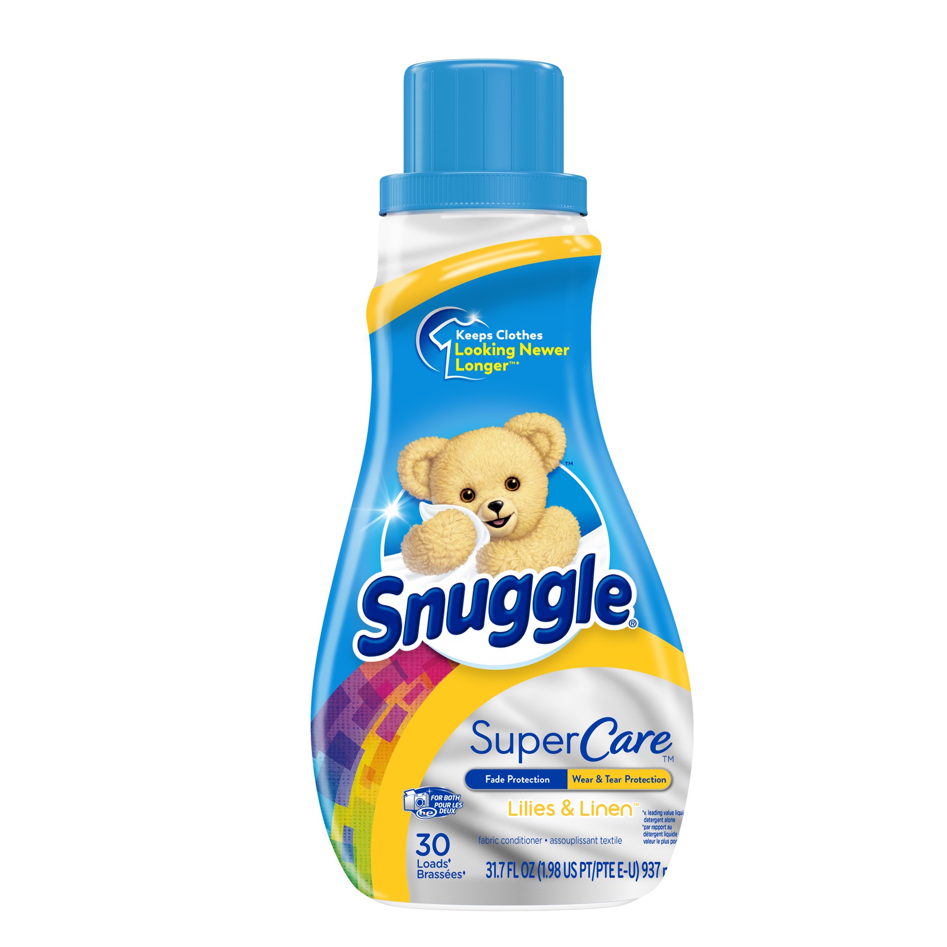 slide 2 of 3, Snuggle SuperCare Liquid Fabric Softener, Lilies and Linen, 31.7 Ounce, 30 Loads, 31.70 fl oz