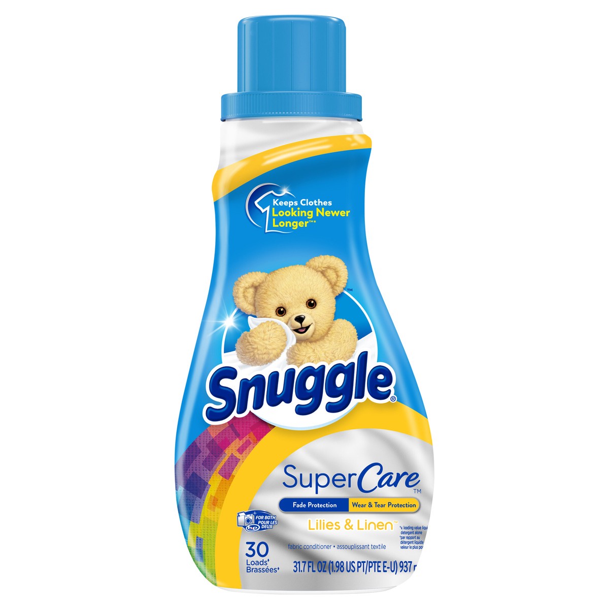 slide 1 of 3, Snuggle SuperCare Liquid Fabric Softener, Lilies and Linen, 31.7 Ounce, 30 Loads, 31.70 fl oz