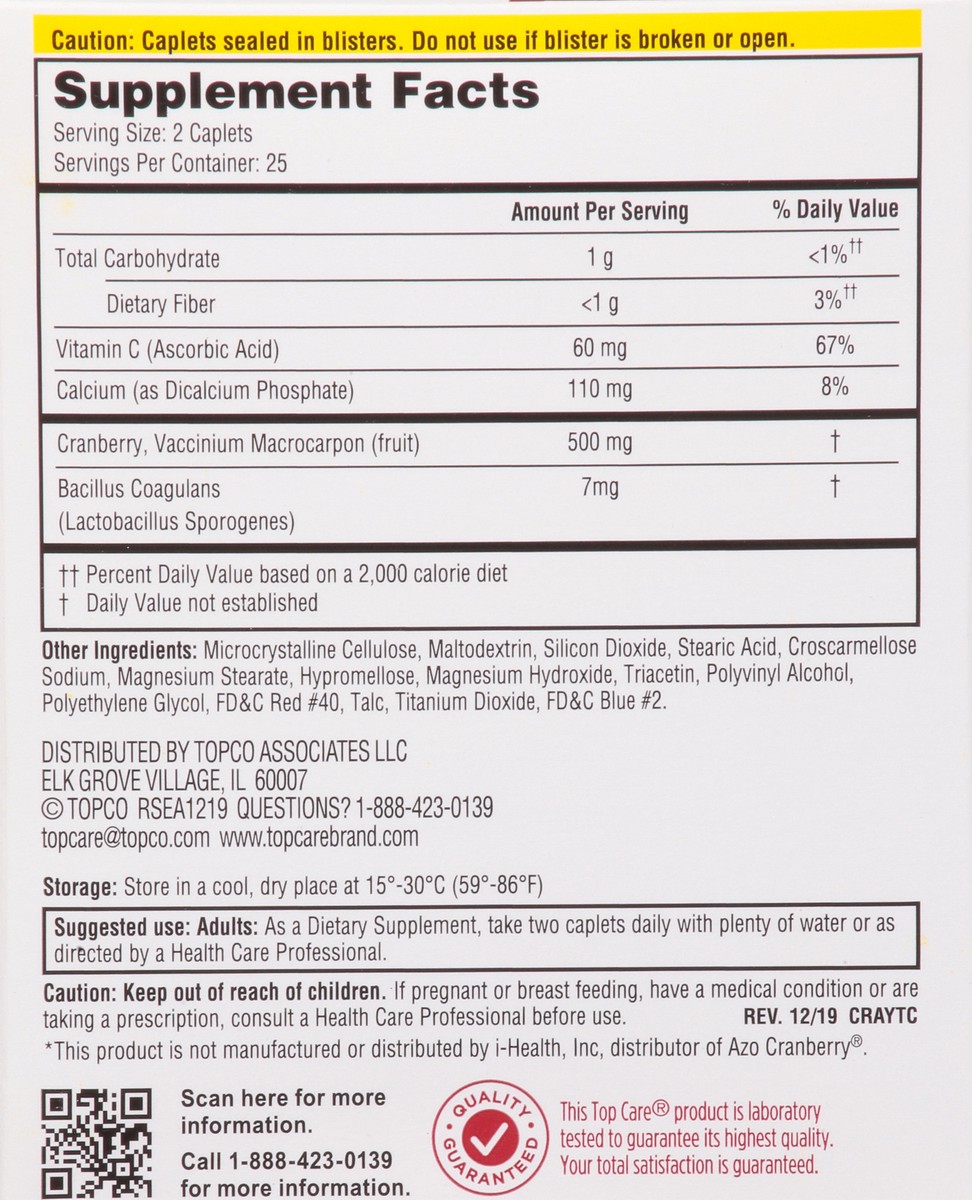 slide 2 of 16, TopCare Cranberry Tablets W/Probiotic & Vitamin C, 50 ct