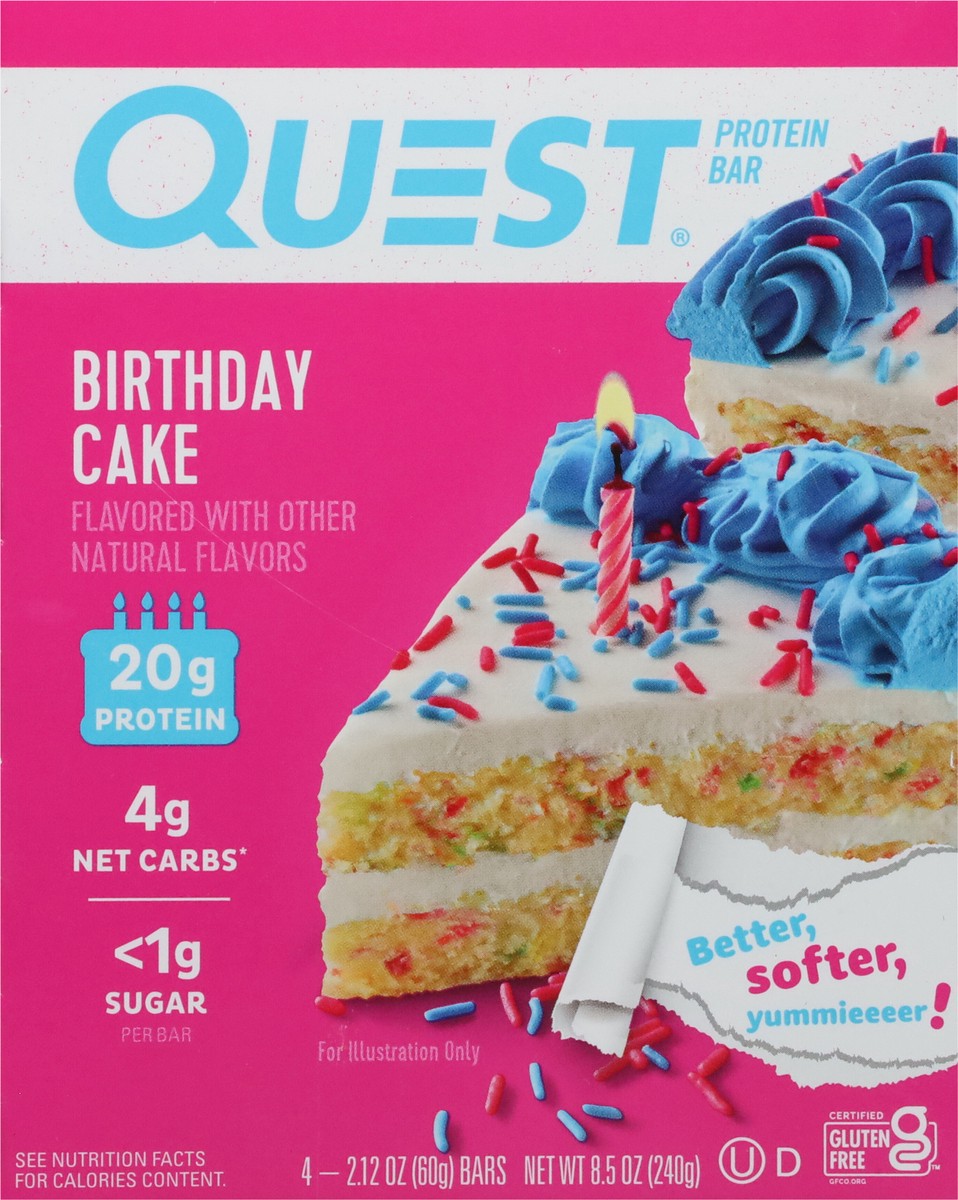 slide 2 of 9, Quest Protein Bar, Birthday Cake Flavor, 4 ct