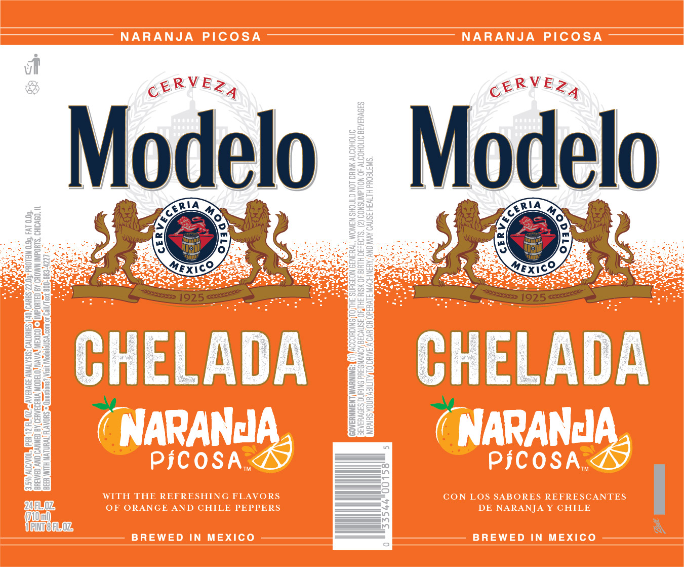 slide 3 of 10, Modelo Chelada Naranja Picosa Mexican Import Flavored Beer, 24 oz