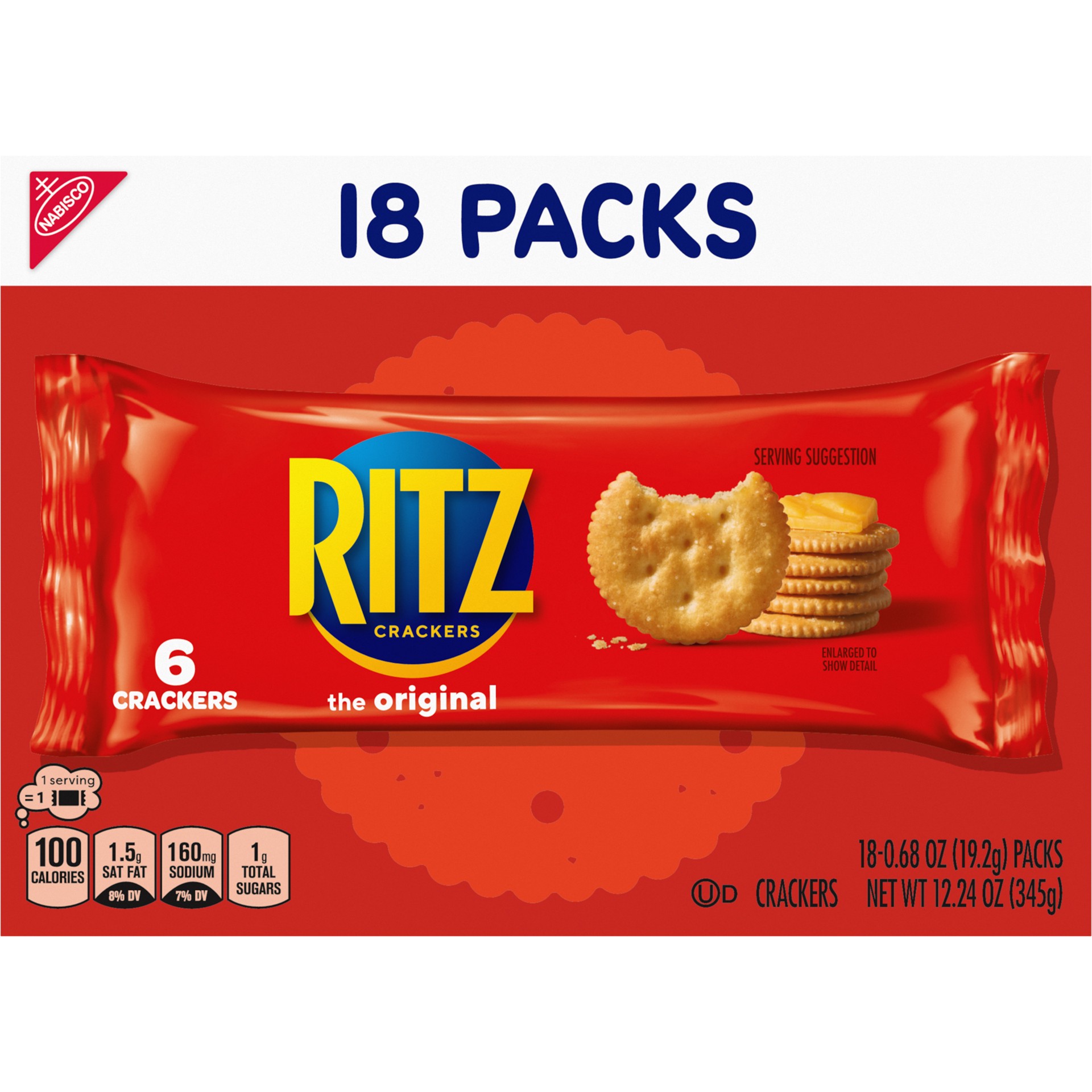 slide 2 of 5, RITZ Original Crackers, 18 Snack Packs, 12.24 oz