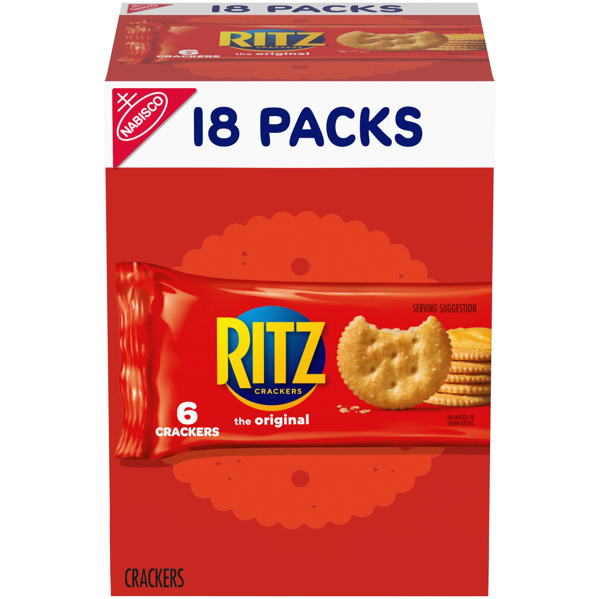 slide 1 of 5, RITZ Original Crackers, 18 Snack Packs (6 Crackers Per Pack), 12.24 oz