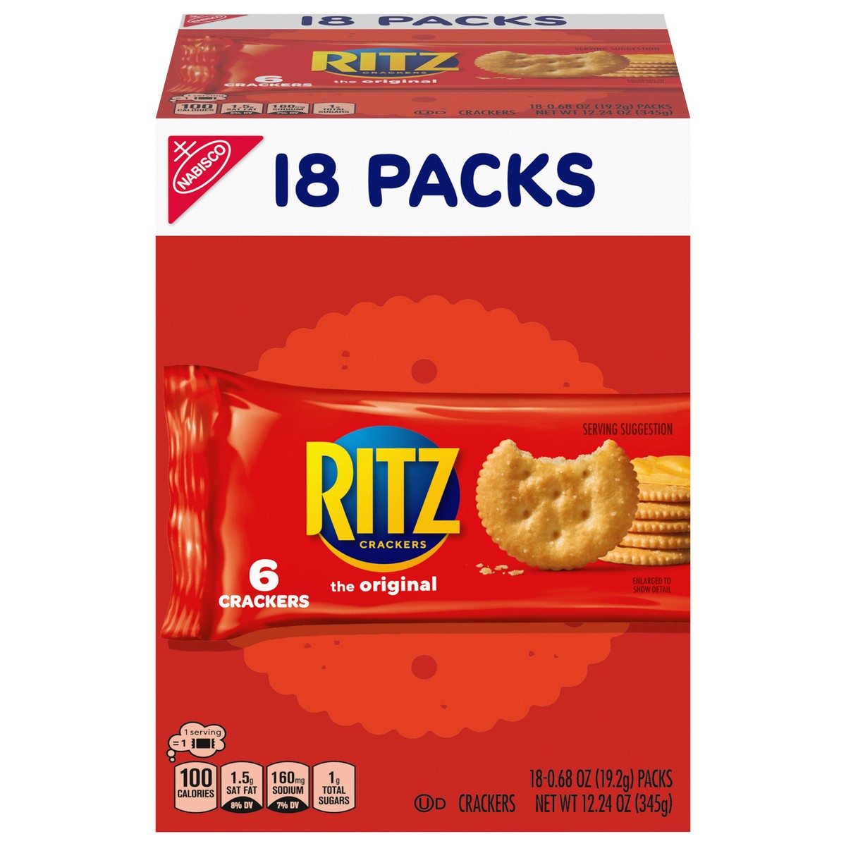 slide 1 of 5, RITZ Original Crackers, 18 Snack Packs, 0.77 lb