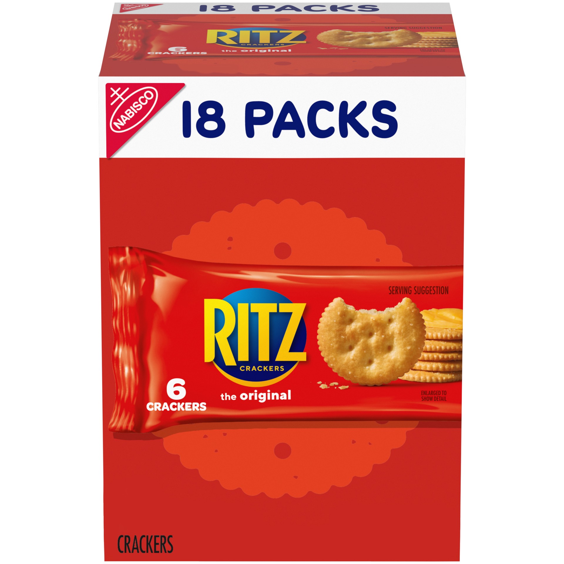 slide 1 of 5, RITZ Original Crackers, 18 Snack Packs, 12.24 oz