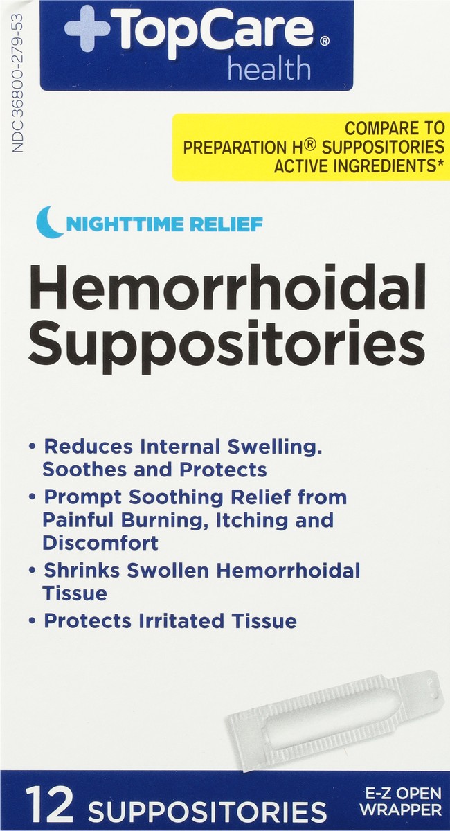 slide 6 of 9, TopCare Hemorrhoid Suppositories, 12 ct