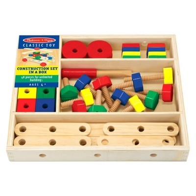 slide 1 of 1, Melissa & Doug Wooden Construction Building Set in a Box, 48 ct