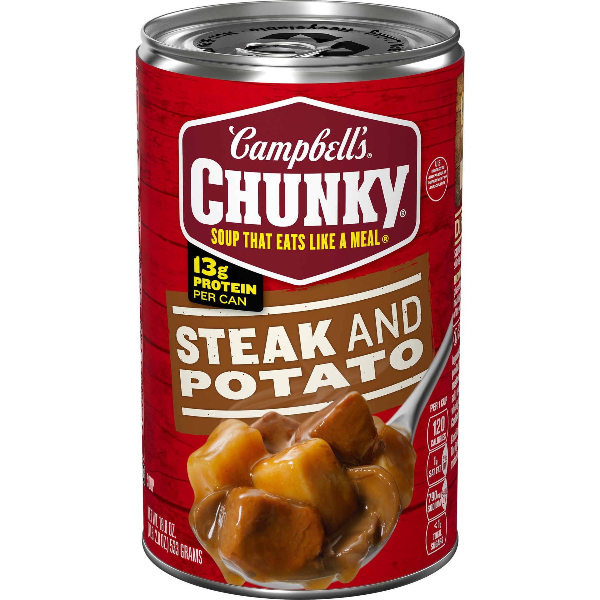 slide 1 of 5, Campbell's Campbell''s Chunky Soup, Steak and Potato Soup, 18.8 oz Can, 18.8 oz