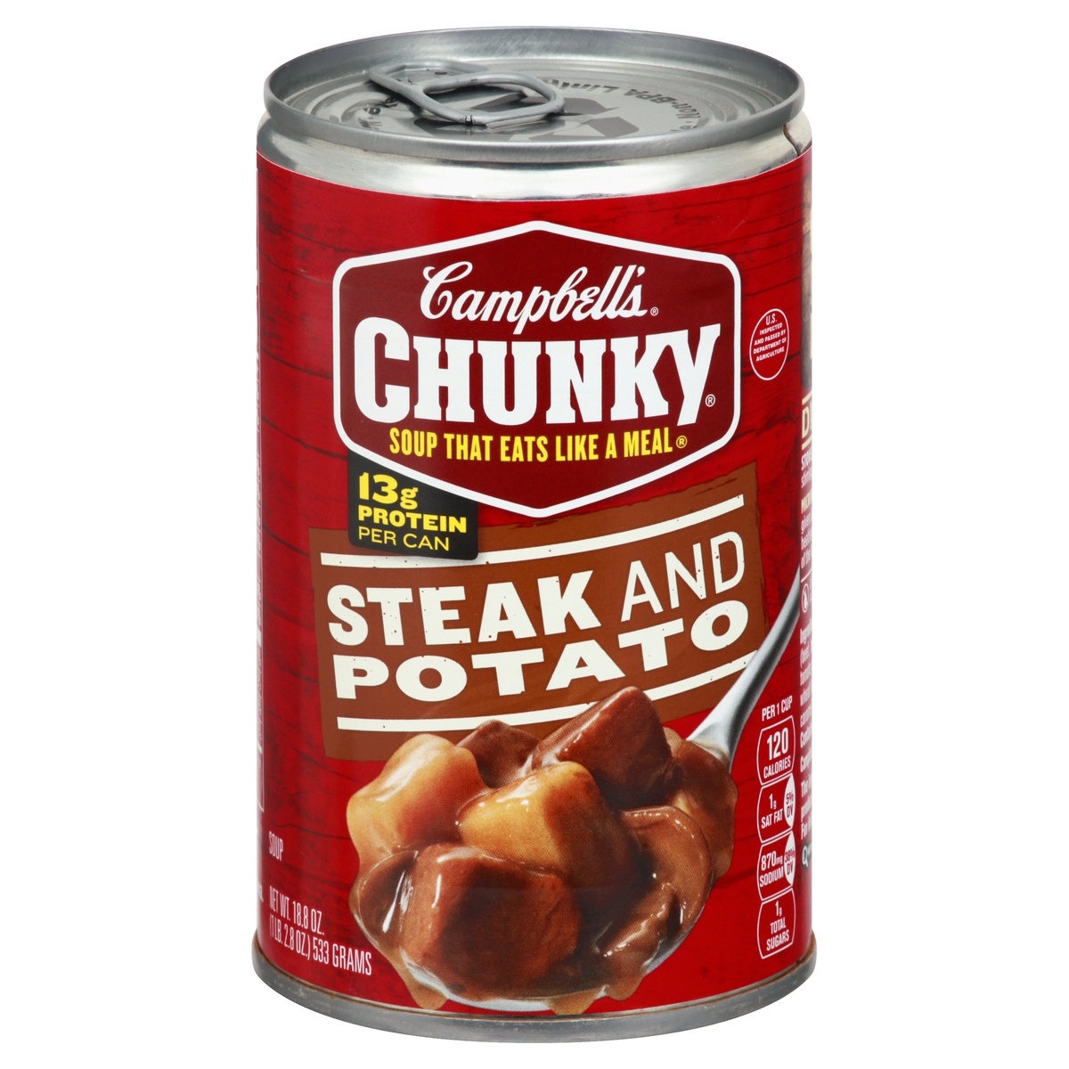 slide 1 of 8, Campbell's Chunky Steak And Potato Soup, 18.8 oz