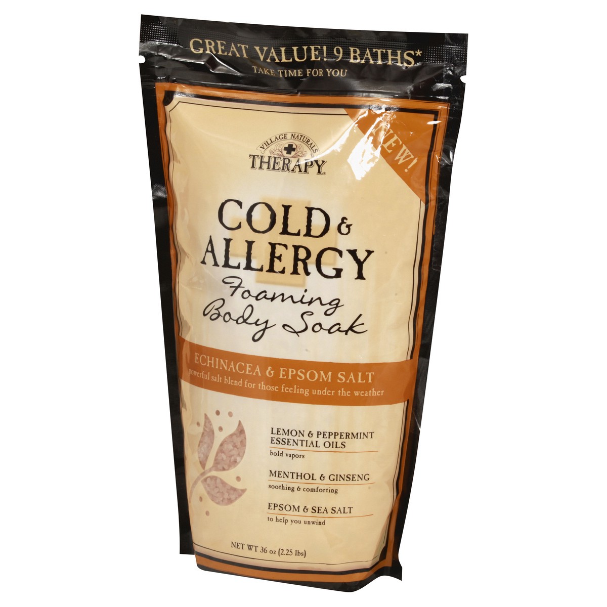 slide 5 of 9, Village Naturals Therapy Breathe 2 in 1 Epsom Salt + Bubbles Lemon Mint Bath Soak 36 oz, 36 oz