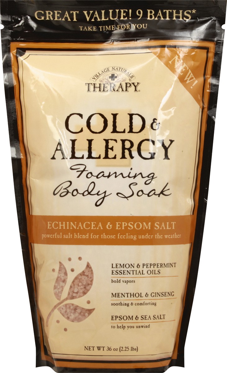 slide 8 of 9, Village Naturals Therapy Breathe 2 in 1 Epsom Salt + Bubbles Lemon Mint Bath Soak 36 oz, 36 oz