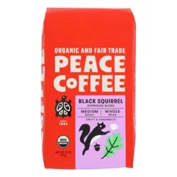 Peace Coffee Organic Black Squirrel Espresso Blend Medium Roast Whole Bean - 12 oz
