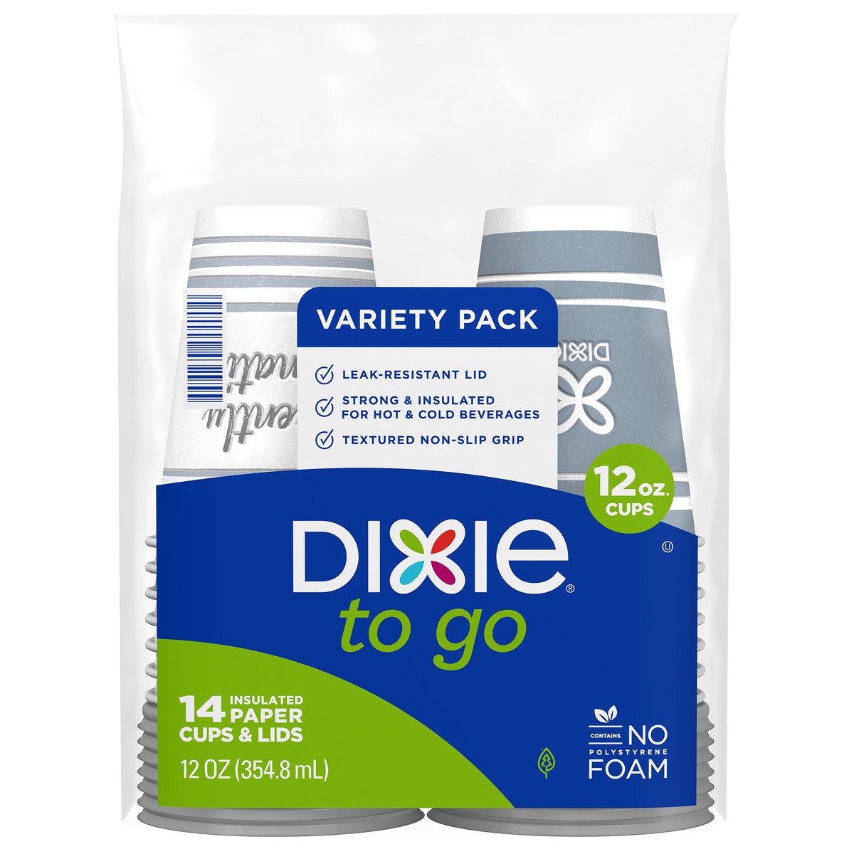 slide 1 of 7, Dixie To Go 12 Oz Paper Cups And Lids, 14 Count, 14 ct; 12 oz