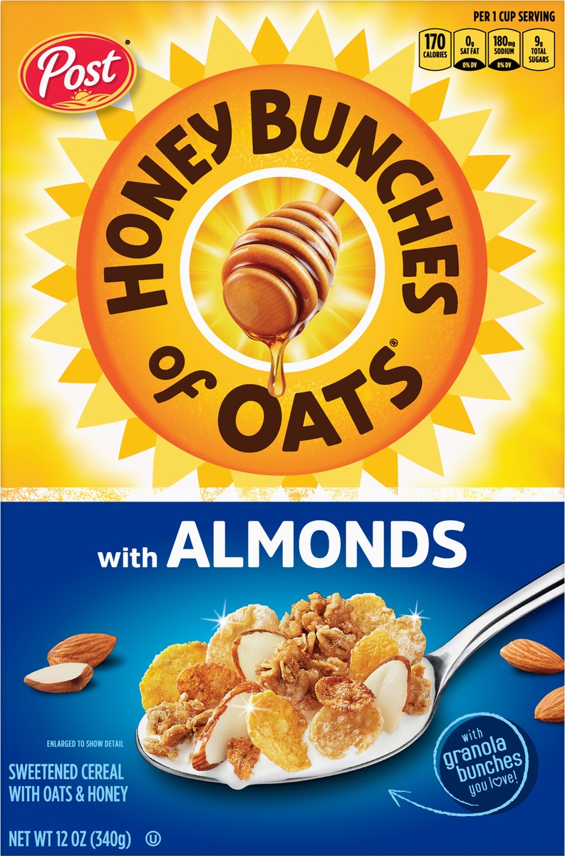 slide 4 of 12, Honey Bunches of Oats Honey Roasted Cereal with Almonds - 12oz - Post, 12 oz