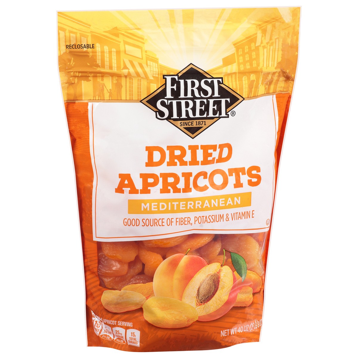 slide 3 of 4, First Street Apricots, 40 oz