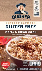 Quaker Instant Oatmeal, Gluten Free, Maple & Brown Sugar, 8 Pack