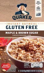 Quaker Instant Oatmeal, Gluten Free, Maple & Brown Sugar, 8 Pack