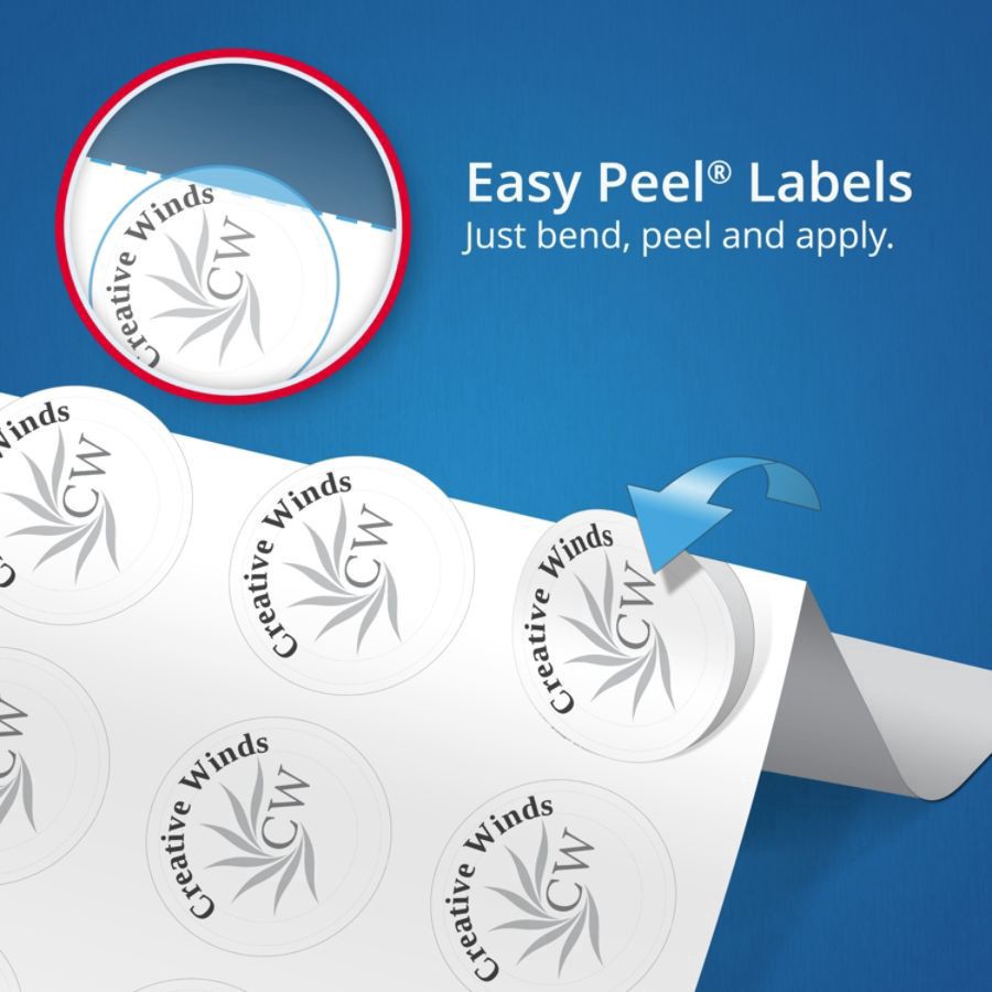 slide 4 of 7, Avery Easy Peel Print-To-The-Edge Permanent Inkjet/Laser Oval Labels, 22829, White, 80 ct; 2 in x 3 1/3 in