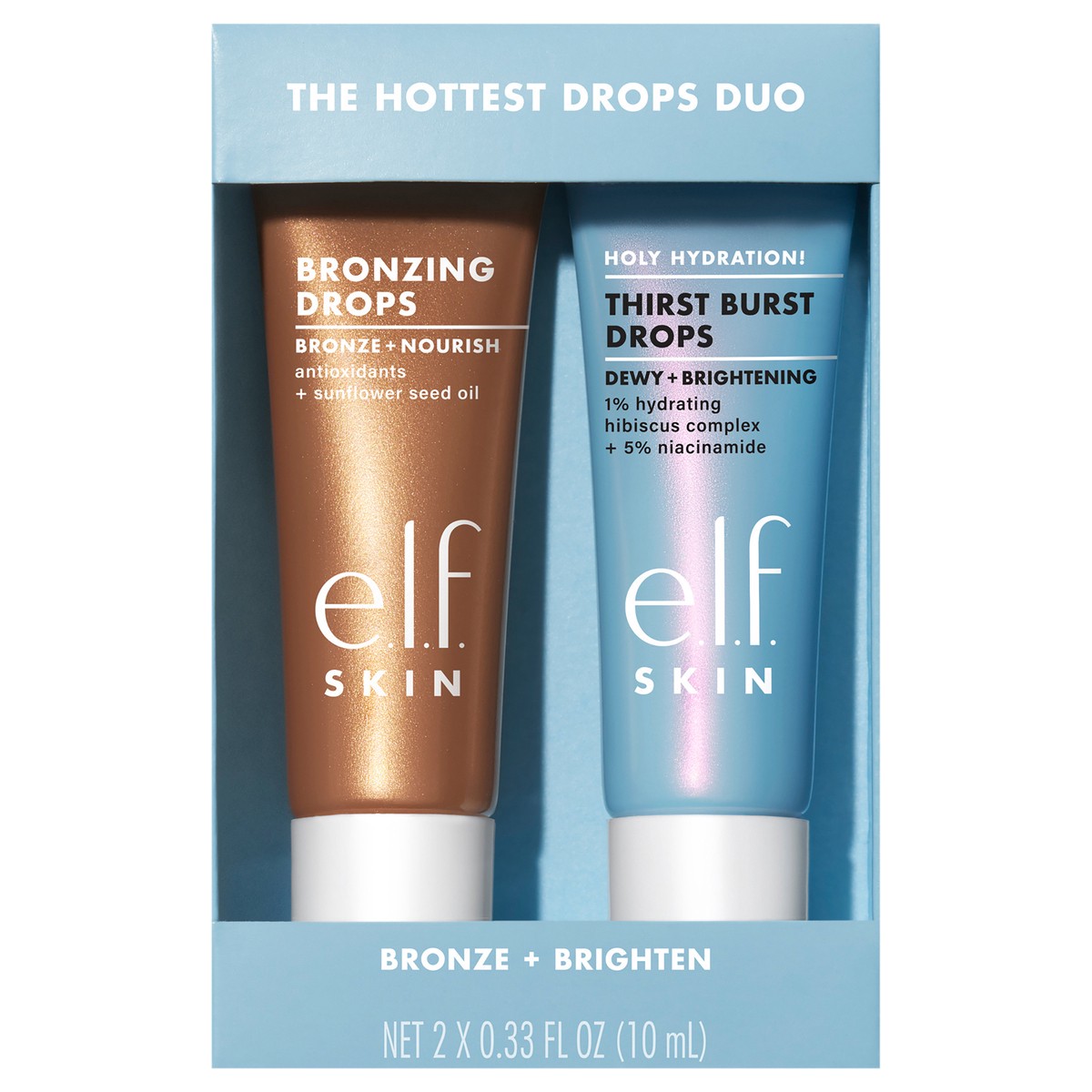 slide 1 of 8, e.l.f. SKIN The Hottest Drops Duo - Bronzing Drops & Holy Hydration! Thirst Burst Drops Mini Duo, 1 ct