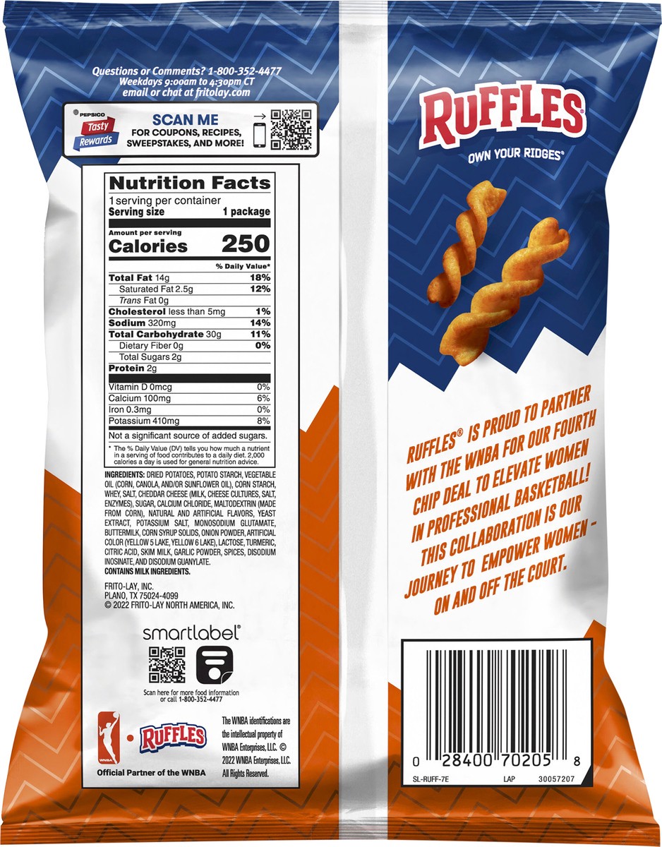 slide 2 of 3, Ruffles Ridge Twists Potato Snacks Double Cheddar Flavored 1 3/4 Oz, 1.75 oz