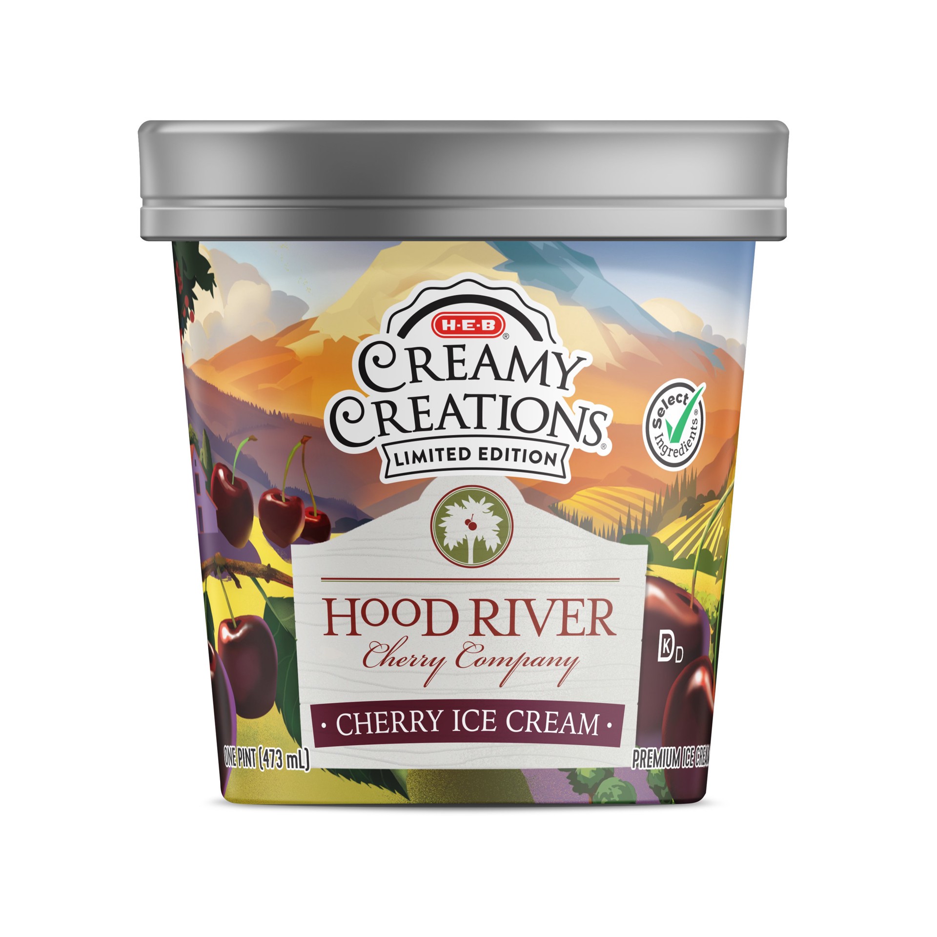 slide 1 of 1, H-E-B Hood River Cherry Company Cherry Ice Cream, 1 pint