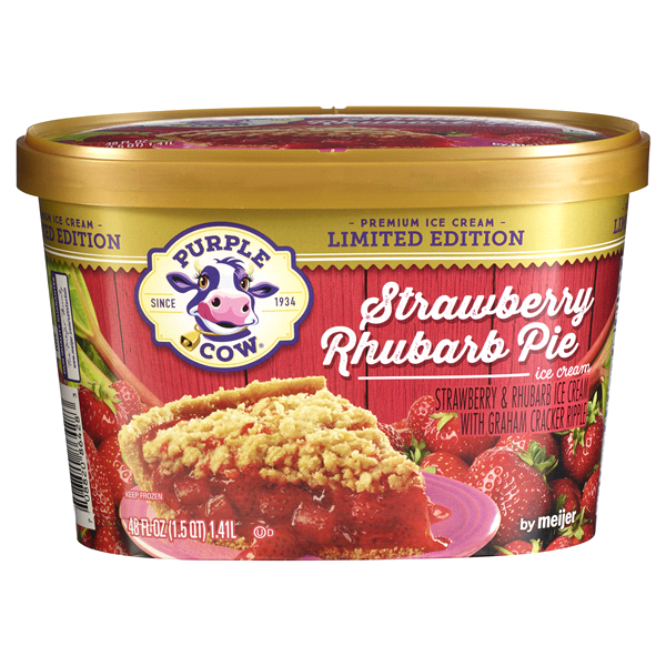 slide 1 of 4, Purple Cow Strawberry Rhubarb Pie Ice Cream, 48 fl oz