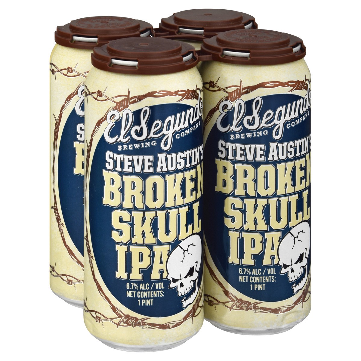 slide 6 of 8, El Segundo Brewing Company IPA Steve Austin's Broken Skull Beer 4 - 1 pt Cans, 4 ct
