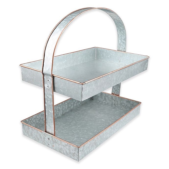 slide 1 of 1, Thirstystone Galvanized Steel and Copper 2-Tier Server, 1 ct