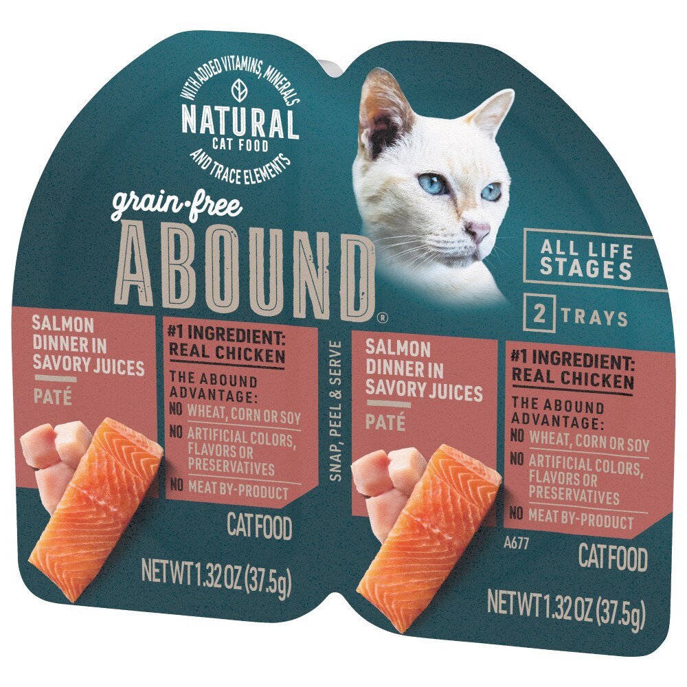 slide 4 of 5, Abound Grain Free Chicken And Salmon Split Cup Cat Food, 2.6 oz