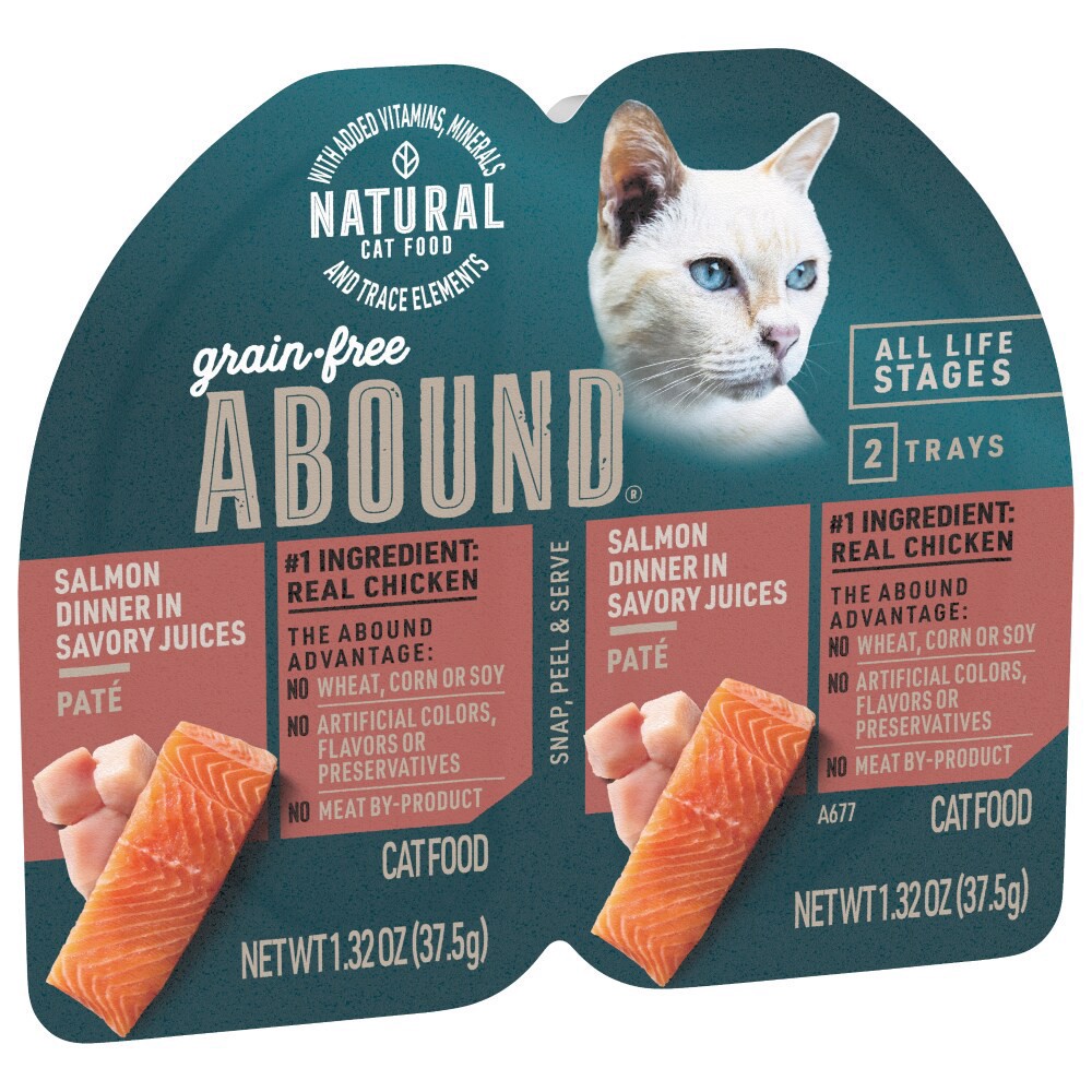 slide 3 of 5, Abound Grain Free Chicken And Salmon Split Cup Cat Food, 2.6 oz